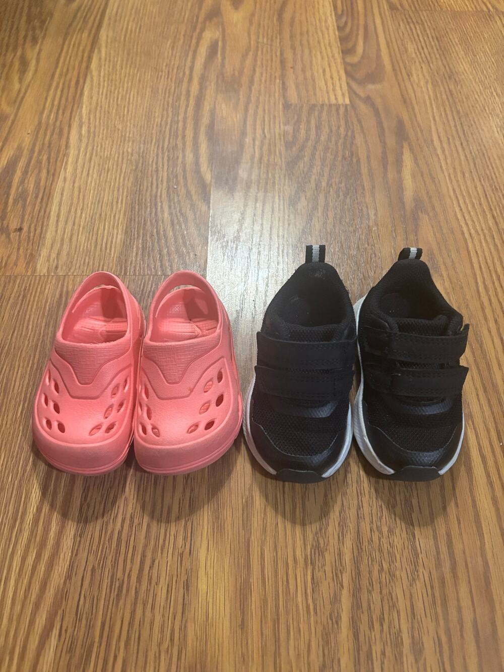 Bundle of Baby/ Toddler Pink Croc Inspired Black/ White Athletic Sneakers Size 5